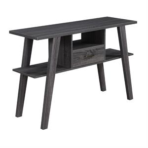 Pemberly Row Contemporary Console Table with Drawer in Gray Wood Finish