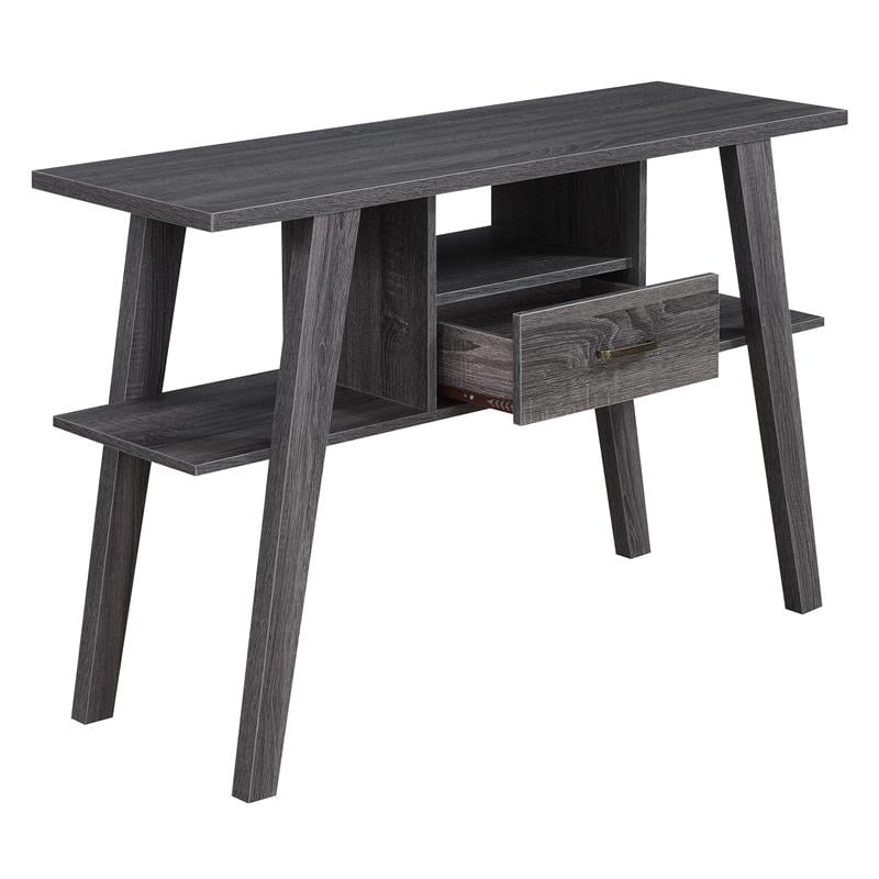 Pemberly Row Contemporary Console Table with Drawer in Gray Wood Finish