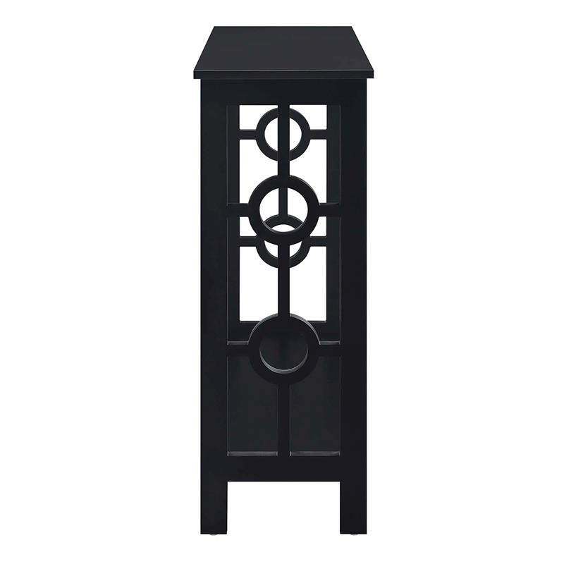 Pemberly Row Contemporary Ring Console Table in Black Wood Finish