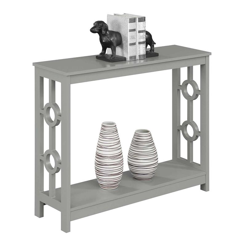 Pemberly Row Contemporary Ring Console Table in Gray Wood Finish