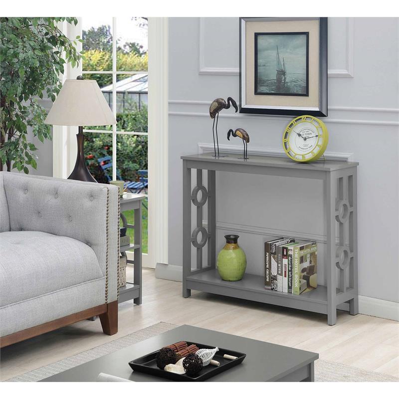 Pemberly Row Contemporary Ring Console Table in Gray Wood Finish