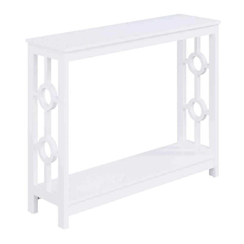 Pemberly Row Contemporary Console Table in White Wood Finish
