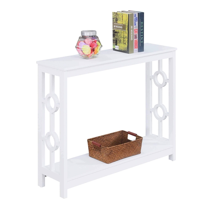 Pemberly Row Contemporary Console Table in White Wood Finish