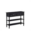 Pemberly Row Farmhouse 2 Drawer Console Table in Black Wood Finish