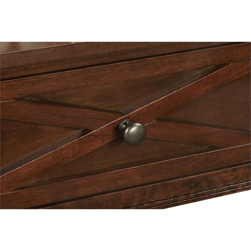 Pemberly Row Farmhouse 2 Drawer Console Table Espresso Wood Finish