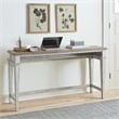Pemberly Row Vintage Wood Console Bar Table in Off White
