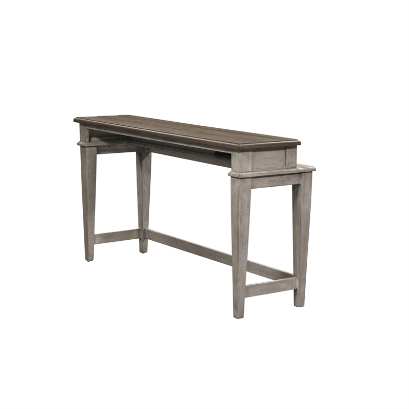 Pemberly Row Vintage Wood Console Bar Table in Off White