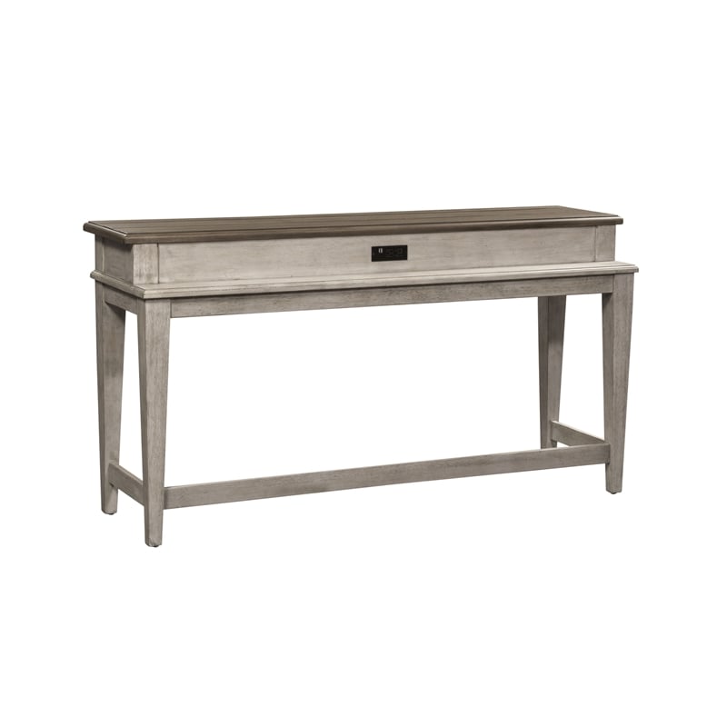 Pemberly Row Vintage Wood Console Bar Table in Off White