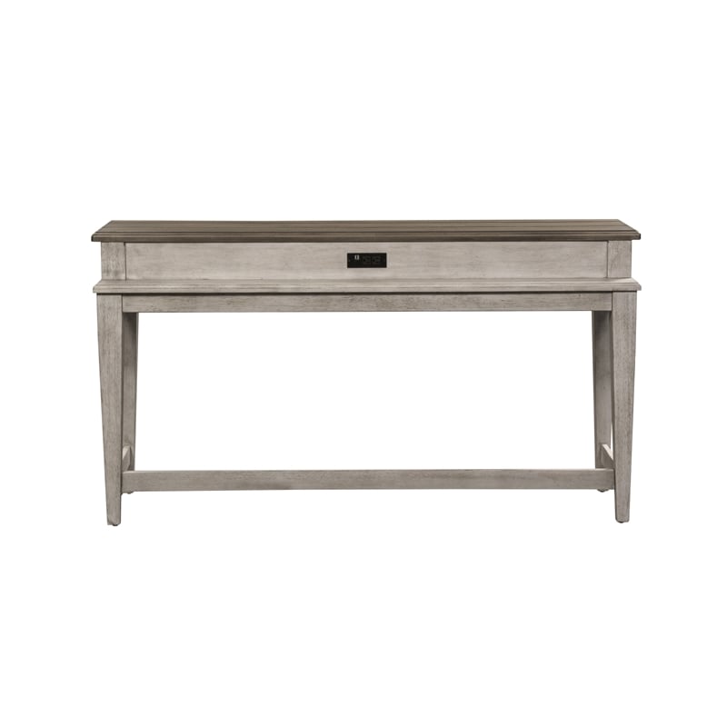Pemberly Row Vintage Wood Console Bar Table in Off White