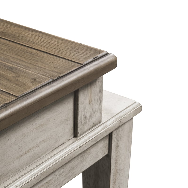 Pemberly Row Vintage Wood Console Bar Table in Off White