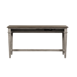 Pemberly Row Vintage Wood Console Bar Table in Off White