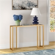 Pemberly Row Contemporary Art Deco Metal Brass Finish Console Table