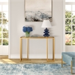 Pemberly Row Contemporary Art Deco Metal Brass Finish Console Table
