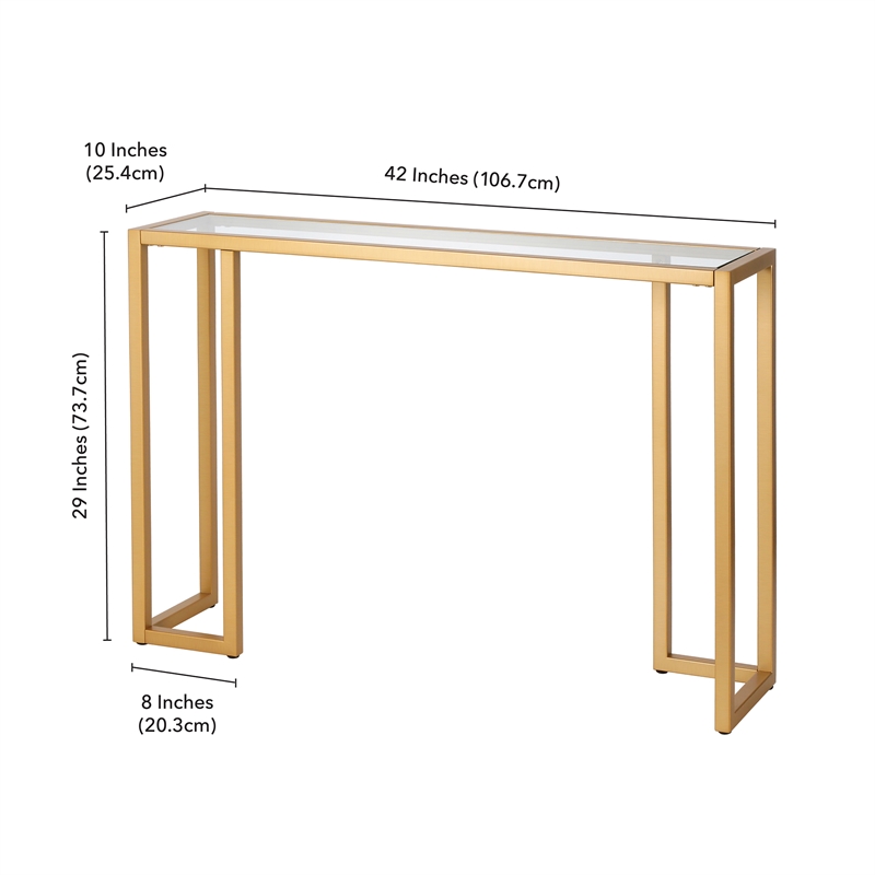 Pemberly Row Contemporary Art Deco Metal Brass Finish Console Table