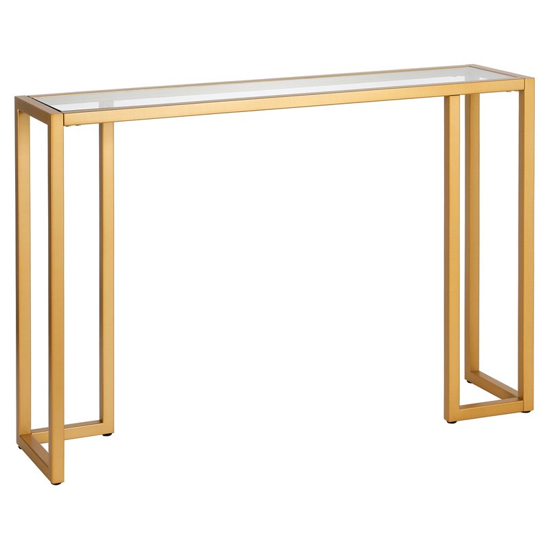 Pemberly Row Contemporary Art Deco Metal Brass Finish Console Table