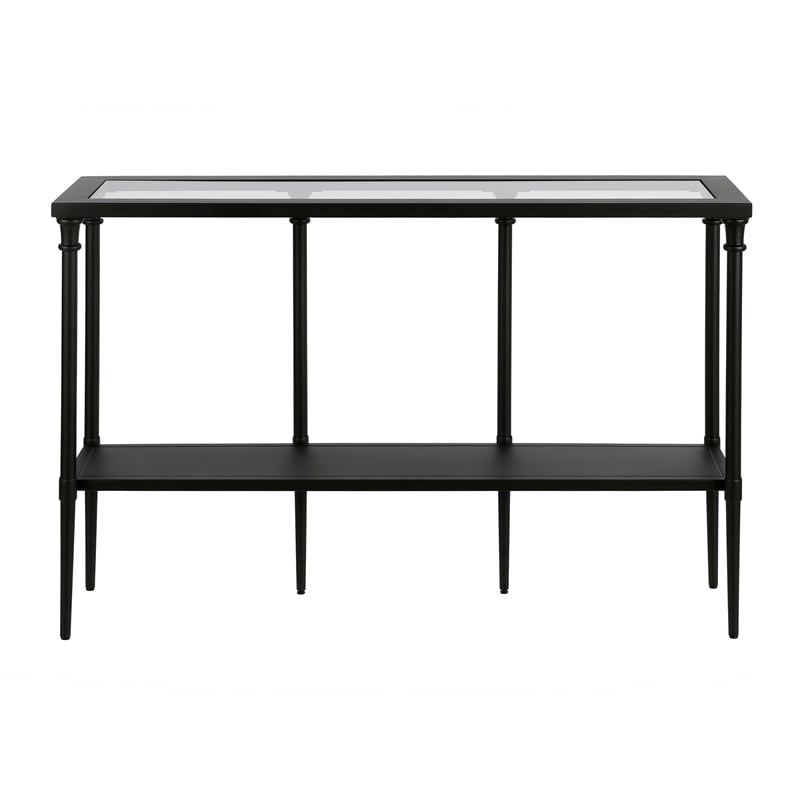 Pemberly Row Traditional Vintage Black and Bronze Metal Console Table