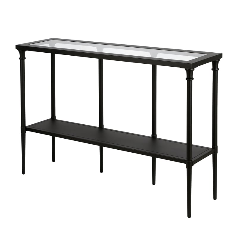 Pemberly Row Traditional Vintage Black and Bronze Metal Console Table