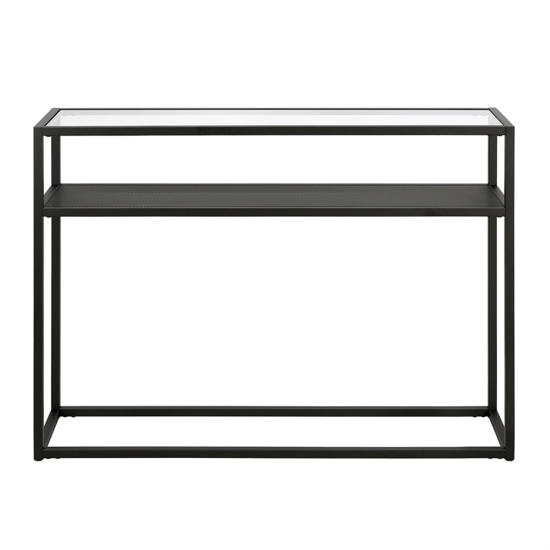 Pemberly Row Traditional Metal Two Shelf Black and Console Table