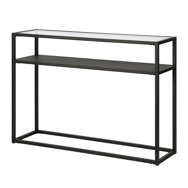 Pemberly Row Traditional Metal Two Shelf Black and Console Table