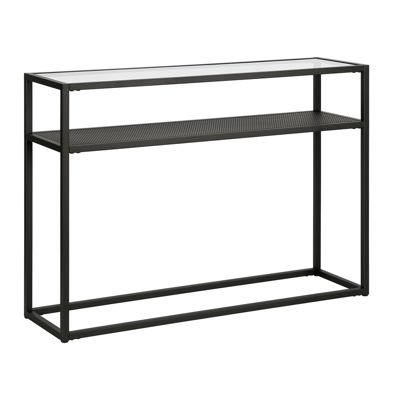 Pemberly Row Traditional Metal Two Shelf Black and Console Table