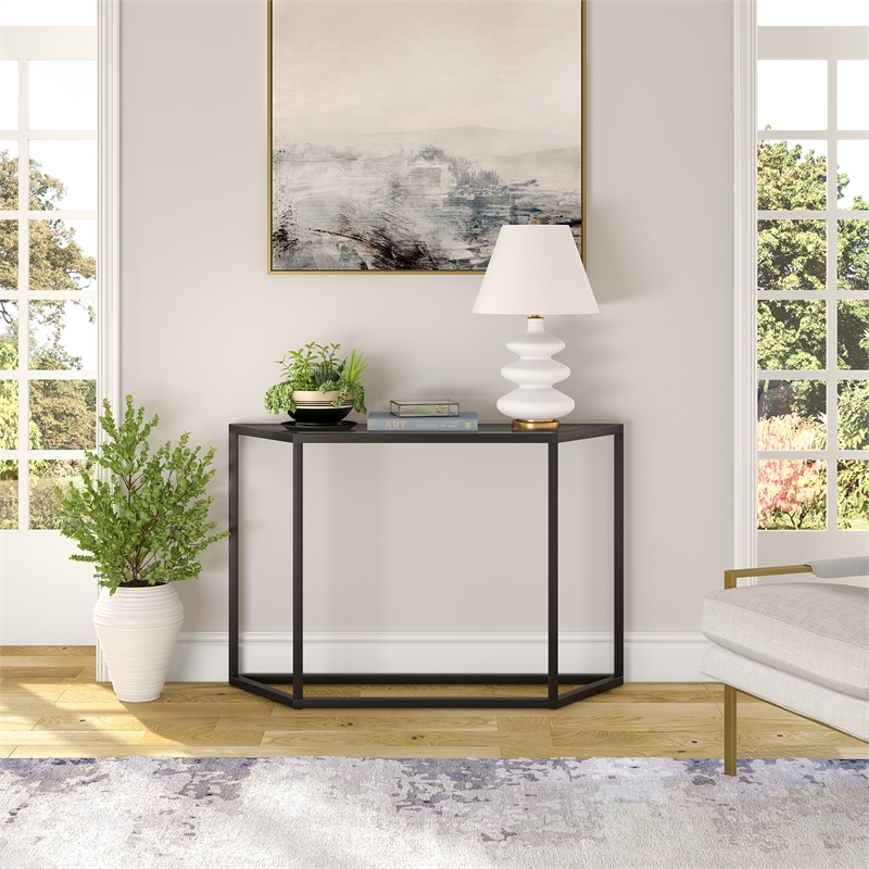Pemberly Row Traditional Metal Black and Bronze Finish Geometric Console Table