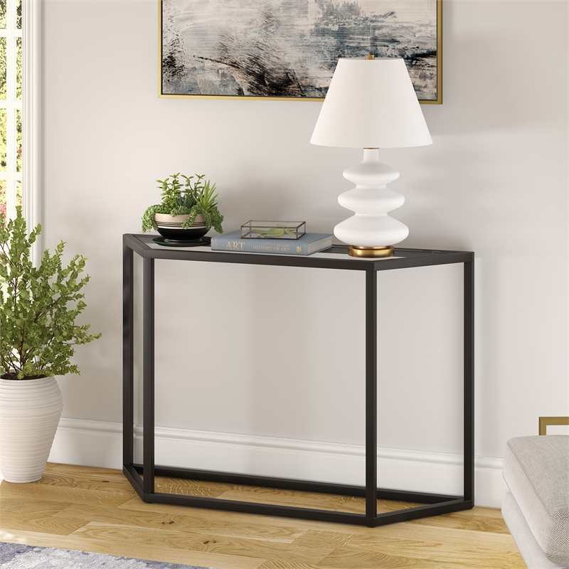 Pemberly Row Traditional Metal Black and Bronze Finish Geometric Console Table