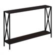 Pemberly Row Modern Console Table in Espresso Wood Finish and Black Steel Frame