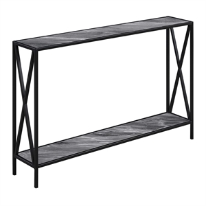 Pemberly Row Modern Console Table in Faux Gray Marble Wood Finish