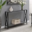 Pemberly Row Modern Console Table in Faux Gray Marble Wood Finish