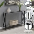 Pemberly Row Modern Console Table in Faux Gray Marble Wood Finish