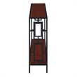 Pemberly Row Contemporary Black Metal Frame Console Table in Cherry Wood Finish