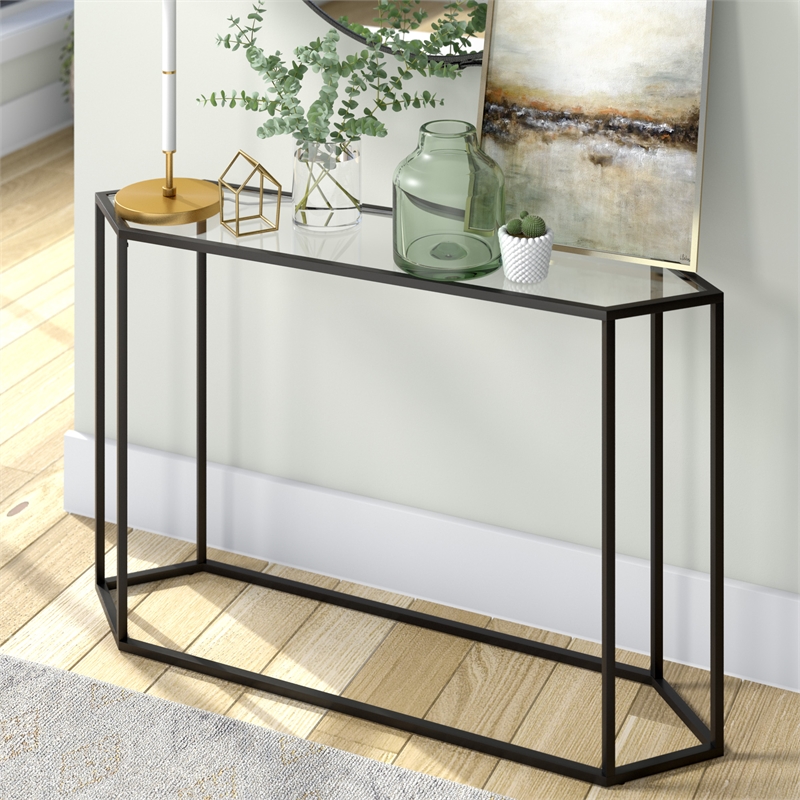 Pemberly Row Modern Black and Bronze Metal Console Table