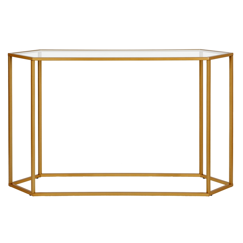 Pemberly Row Modern Brass Metal Console Table in Black