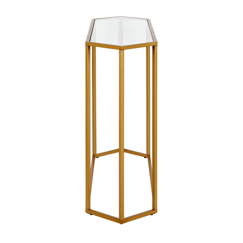 Pemberly Row Modern Brass Metal Console Table in Black