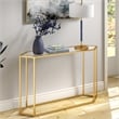 Pemberly Row Modern Brass Metal Console Table in Black