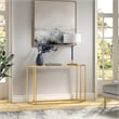 Pemberly Row Modern Brass Metal Console Table in Black