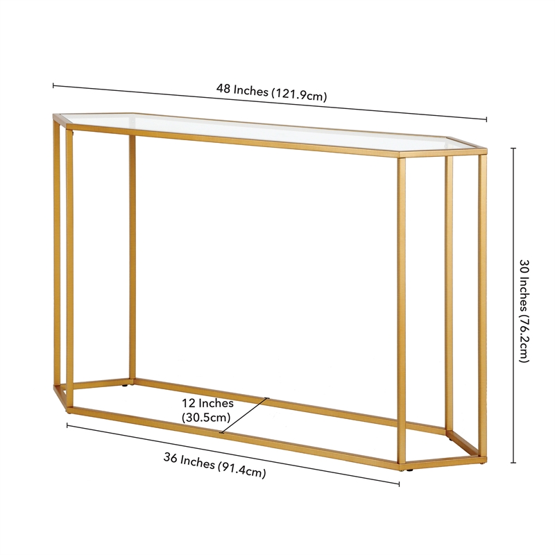 Pemberly Row Modern Brass Metal Console Table in Black