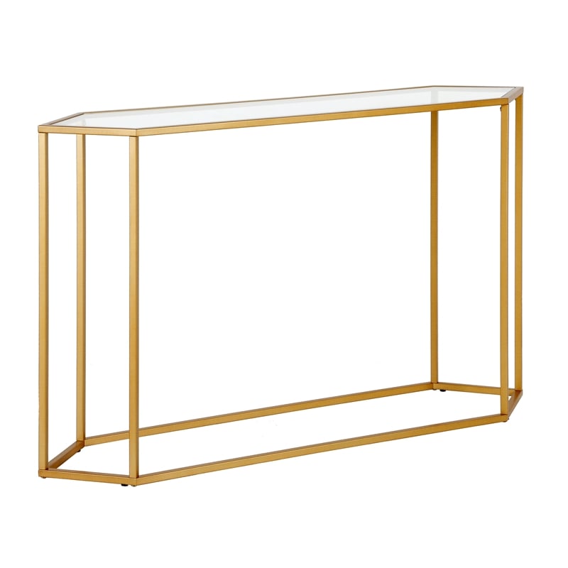 Pemberly Row Modern Brass Metal Console Table in Black