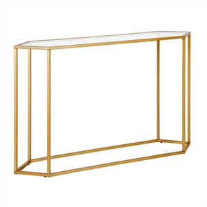 Pemberly Row Modern Brass Metal Console Table in Black
