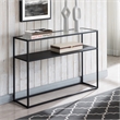 Pemberly Row Modern Black and Bronze Console Table with Solid Metal Shelf