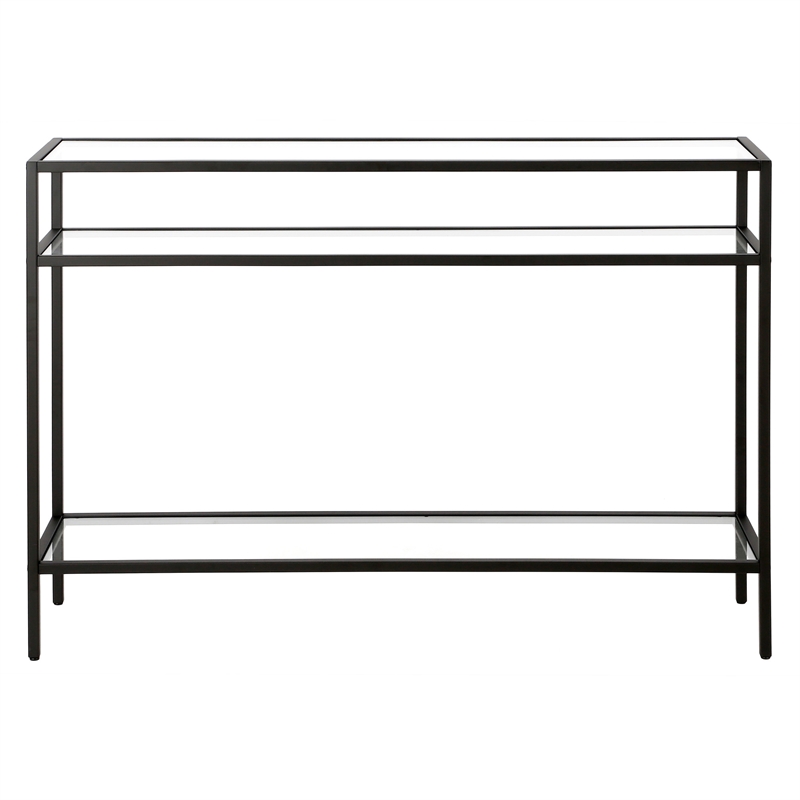 Pemberly Row Modern Black Metal Console Table 42inch W