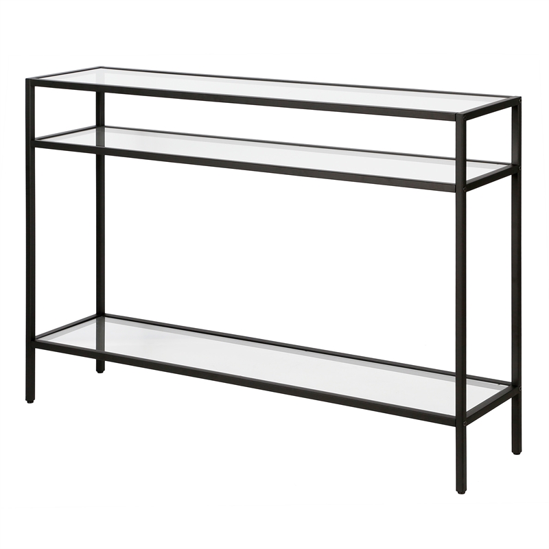 Pemberly Row Modern Black Metal Console Table 42inch W