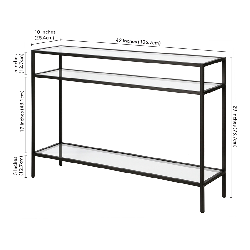 Pemberly Row Modern Black Metal Console Table 42inch W