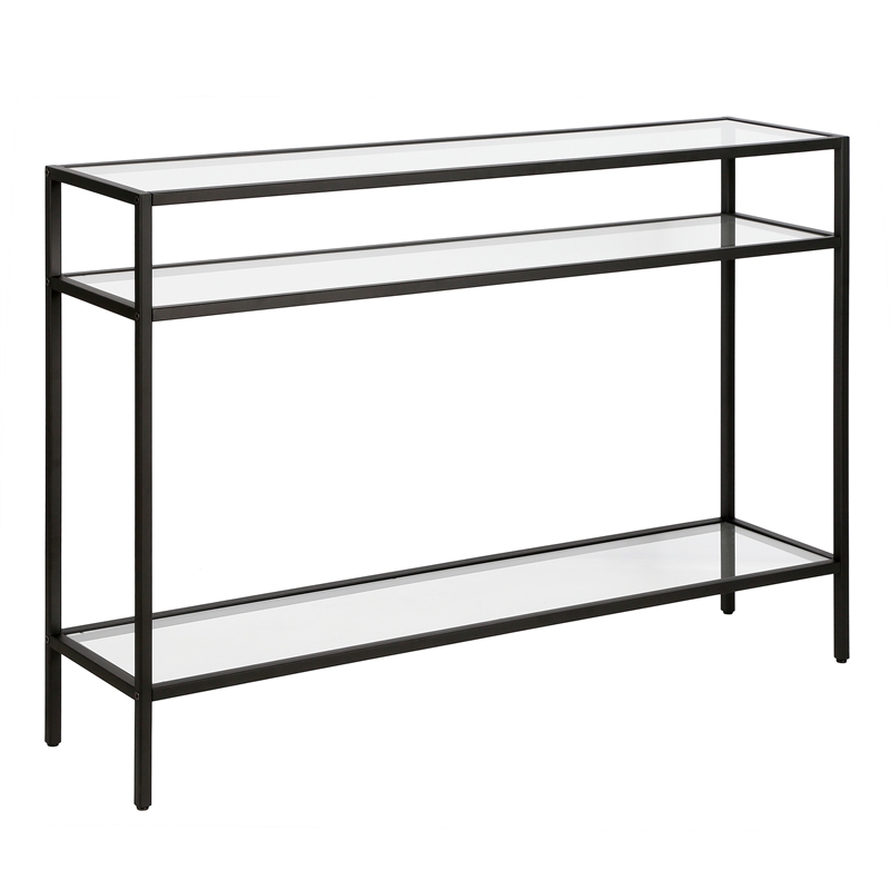 Pemberly Row Modern Black Metal Console Table 42inch W