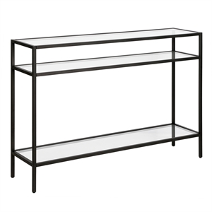 Pemberly Row Modern Black Metal Console Table 42inch W