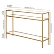 Pemberly Row Modern Brass Metal Console Table 42inch W in Black