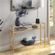 Pemberly Row Modern Brass Metal Console Table 42inch W in Black