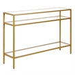 Pemberly Row Modern Brass Metal Console Table 42inch W in Black
