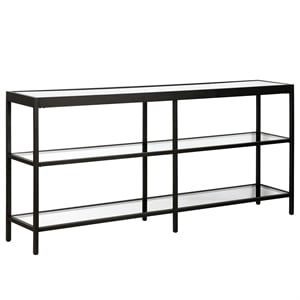 Pemberley Row Steel Blackened Bronze Console Table Rectangular Tempered Glass 64&quot Unassembled
