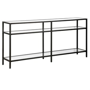 Pemberly Row Modern 64&quot 3-Shelf Metal Black and Bronze Console Table
